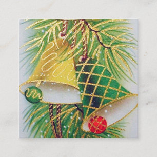 Cartão De Visita Quadrado Sinos retros do natal vintage
