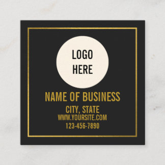 Cartão De Visita Quadrado Site de Código QR de Varredura de Logo Preto Moder