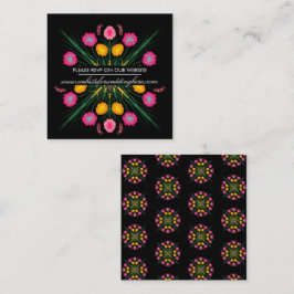 Cartão De Visita Quadrado Site em Espanhol de RSVP Floral Desenhado à Mão Me