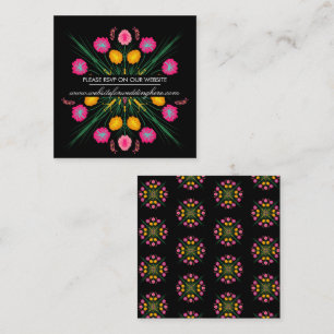 Cartão De Visita Quadrado Site em Espanhol de RSVP Floral Desenhado à Mão Me