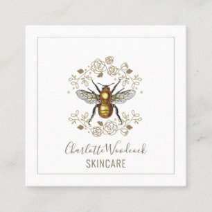 Cartão De Visita Quadrado Skincare Esthetician Ouro Laurel