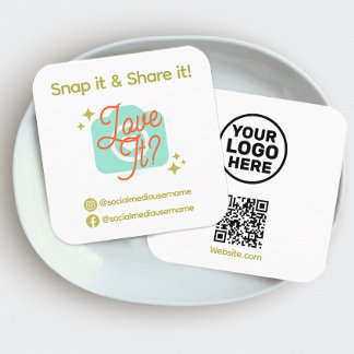 Cartão De Visita Quadrado Snap e compartilhamento de mídia social, código QR