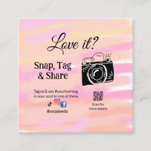 Cartão De Visita Quadrado snap tag share media câmera adicionar socials amar