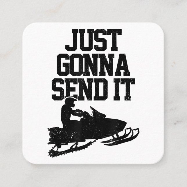 Cartão De Visita Quadrado Snowmobile Vai Enviar Um Motor Engraçado Gif (Frente)