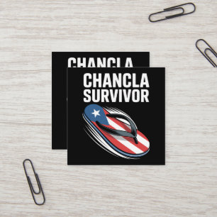 Cartão De Visita Quadrado Sobrevivente de Chancla Piada Espanhola Divertida