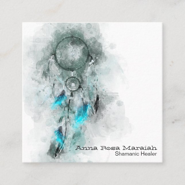 Cartão De Visita Quadrado *~** Sonho Apanhador Tribal Shamen Shamanic (Frente)