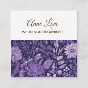 Cartão De Visita Quadrado Sonho Roxo Design Botânico Elegante inspirado em