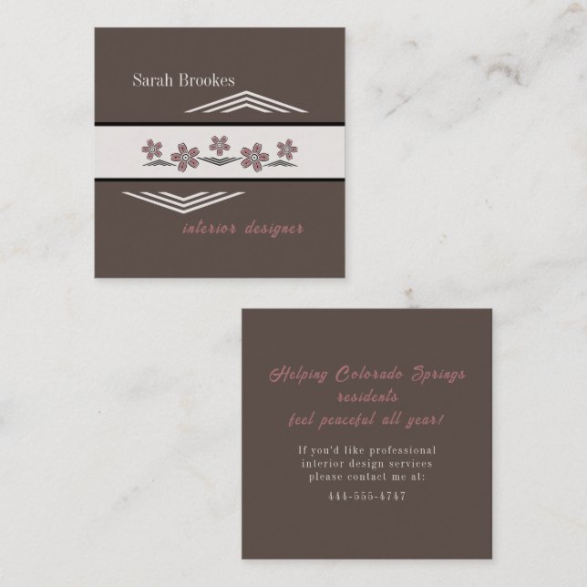 Cartão De Visita Quadrado Soothing Earth Tones Cherry Blossom Business Card (Frente/Verso)