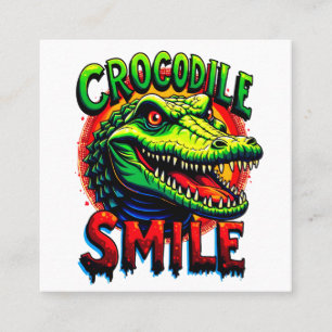 Cartão De Visita Quadrado "Sorriso crocodilo alegre - Divertido e Whimical