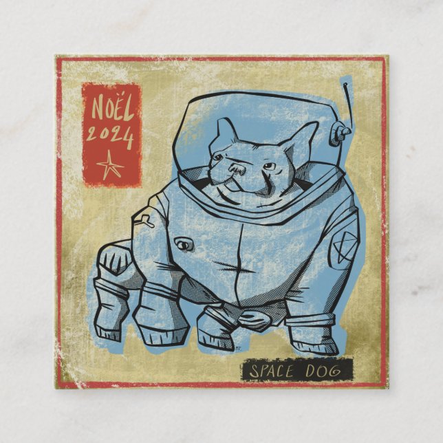Cartão De Visita Quadrado Space dog (Frente)