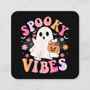 Cartão De Visita Quadrado Spookes Vibes Ghost Retro Groovy Halloween