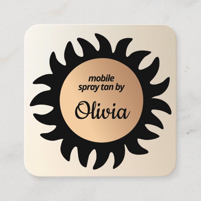 Cartão De Visita Quadrado Spray Tan Copper Sun Rays Business Square B (Frente)