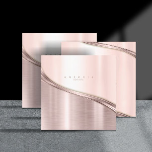 Cartão De Visita Quadrado Sq ID806 de Rosa de dois tons de onda metálica Do