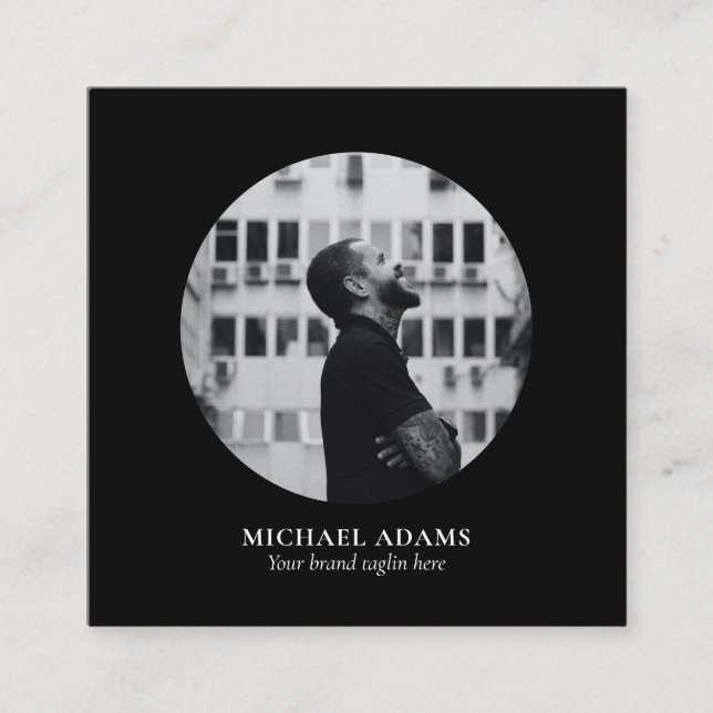Cartão De Visita Quadrado Squ de Mídia Social de Fotos Moderna Simples Preta (Frente)