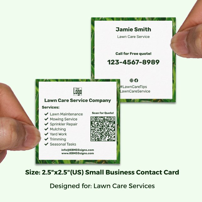 Cartão De Visita Quadrado Statement Garden Maintenance Logo QR Code  CTA  (Statement Garden Maintenance Logo QR Code CTA Square Business Card, Size: 2.5"x2.5")
