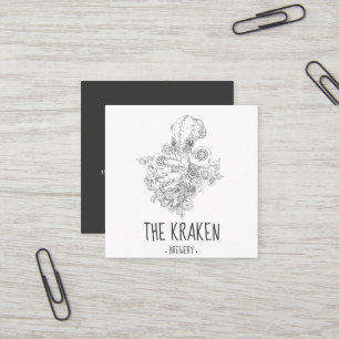 Cartão de Visita Quadrado Steampunk Kraken