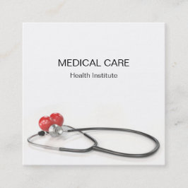 Cartão De Visita Quadrado Stethoscope with Heart | Medical Care & Healthcare