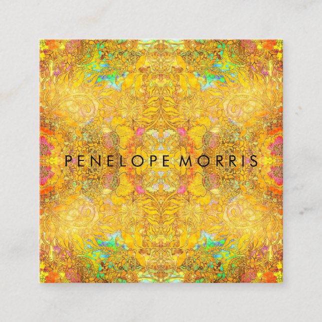 Cartão De Visita Quadrado Stylist de beleza abstrato Orange (Frente)