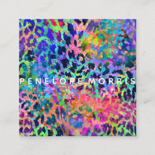 Cartão De Visita Quadrado Stylist de beleza com Abstrato de impressão animal