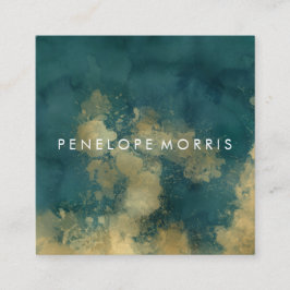 Cartão De Visita Quadrado Stylist para a beleza do abstrato Dourado e lacrim