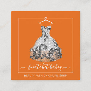 Cartão De Visita Quadrado Stylist para eventos Vestir código QR Logotipo em