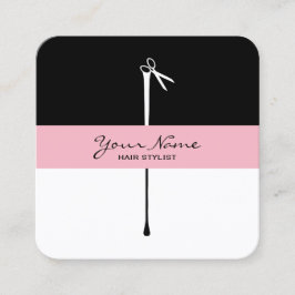 Cartão De Visita Quadrado Stylist para o cabelo das tesouras do MELTPOINT
