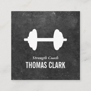 Cartão De Visita Quadrado Sumbbell Formador pessoal (ardósia)