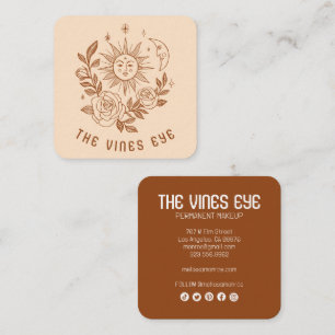 Cartão De Visita Quadrado Sun Moon e Rosas Mágica Boho Mídia Social PERSONAL