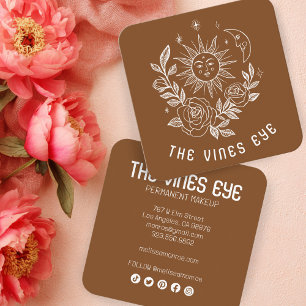 Cartão De Visita Quadrado Sun Moon e Rosas Mágica Boho Mídia Social PERSONAL
