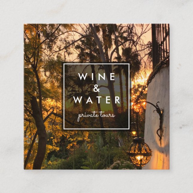 Cartão De Visita Quadrado Sunset Glow California Garden Fotografia Viagem Tu (Frente)