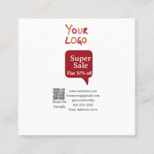 Cartão De Visita Quadrado super promoção empresarial desconto verificar códi