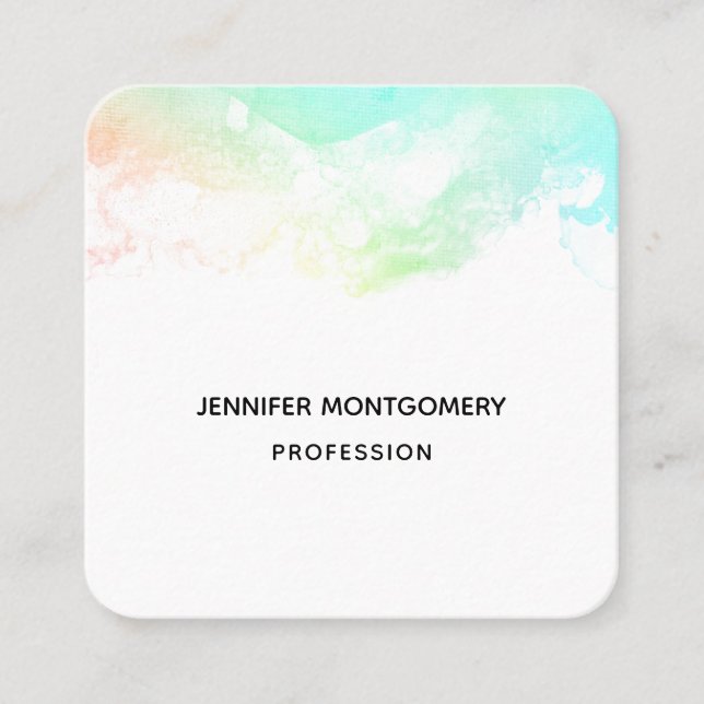 Cartão De Visita Quadrado Suportes de Abstrato verde e azul modernos (Frente)