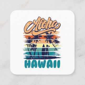 Cartão De Visita Quadrado Surf - Aloha Hawaii