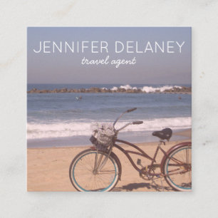 Cartão De Visita Quadrado Surf de praia Oceano Bike Viagem Turismo