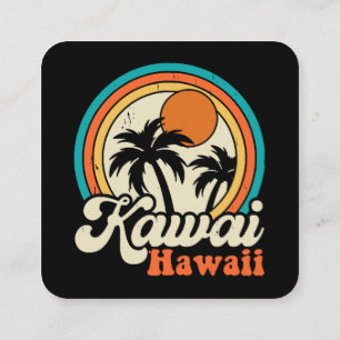 Cartão De Visita Quadrado Surfando Kawaii Havaí