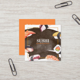 Cartão De Visita Quadrado Sushi Japonês Comida