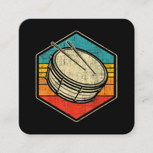 Cartão De Visita Quadrado Tambor de Snare da Vintage Retroativa - Linha de t