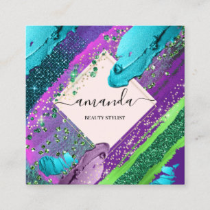 Cartão De Visita Quadrado Tampa do Abstrato do logotipo de ativação da belez