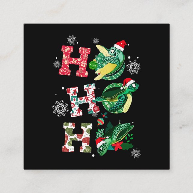 Cartão De Visita Quadrado Tartarugas Engraçadas Amantes de Natal (Frente)