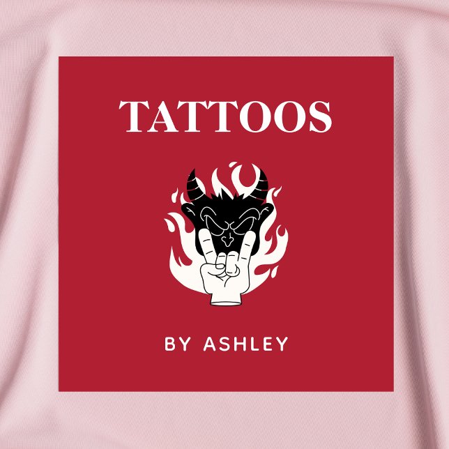 Cartão De Visita Quadrado Tattoo Artist Salon Compra Funky Unique Criativa D (Criador carregado)