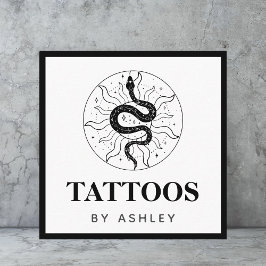 Cartão De Visita Quadrado Tatuagem Artista Cobra Ilustração Cósmica Mística