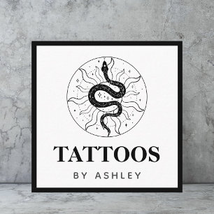 Cartão De Visita Quadrado Tatuagem Artista Cobra Ilustração Cósmica Mística