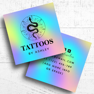 Cartão De Visita Quadrado Tatuagem Artista Cobra Ilustração Unicorn Arco-