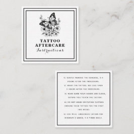 Cartão De Visita Quadrado Tatuagem de Borboleta Floral Após Cuidados