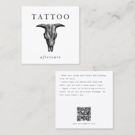 Cartão De Visita Quadrado Tatuagem do Caveira Bull Instruções para cuidados 