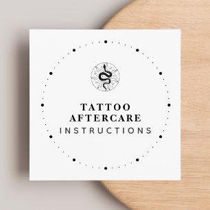 Cartão De Visita Quadrado Tatuagem Instruções de Cuidados Secundários Texto 