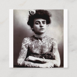 Cartão De Visita Quadrado Tatuagem Lady Maud Wagner 1907 Vintage