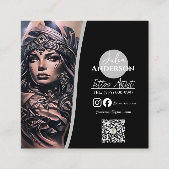 Cartão De Visita Quadrado Tatuagem moderna - Artesanato (Frente)