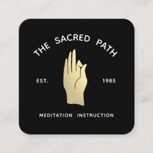 Cartão De Visita Quadrado Teacher da Praça da Meditação Gyan Mudra Dourado