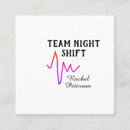 Cartão De Visita Quadrado Team night shift nurse doctor medical name heart l
